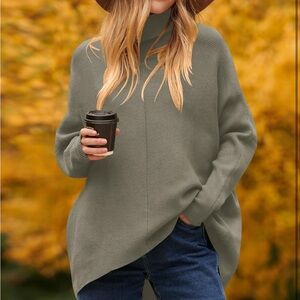 Oversized batwing turtleneck sweater